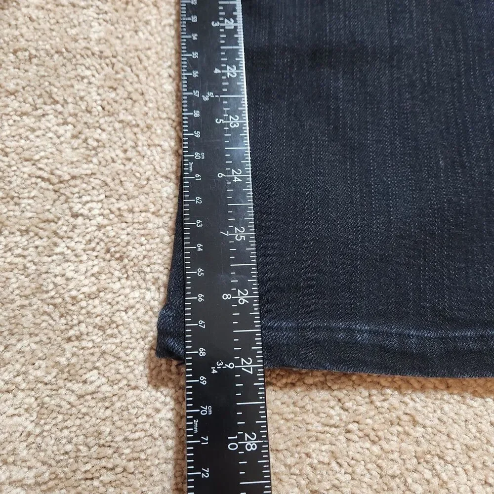 NYDJ Jeans Women 14P Black Mid Rise Bootcut Studded Back Pockets Made In USA